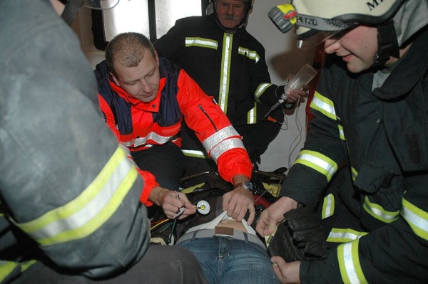 Cvičení na kostelní věži, Prachatice, 23.1.2007