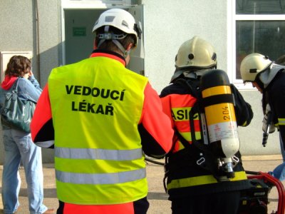 Požár a evakuace osob z objektu E.ON, České Budějovice, 30.3.2011 11