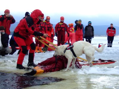 Výcvik LZ, vyzkoušení záchrany po proboření pod led, Lipno, 5.2.2011 47