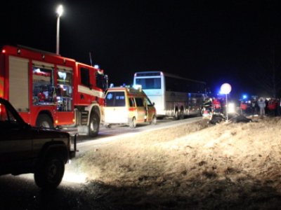 Střet zájezdového autobusu se stádem krav u Krasejovky, 3.3.2012 4