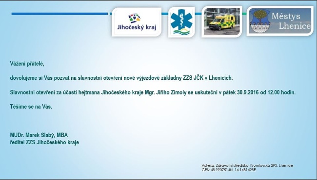 Nová výjezdová základna ZZS JčK